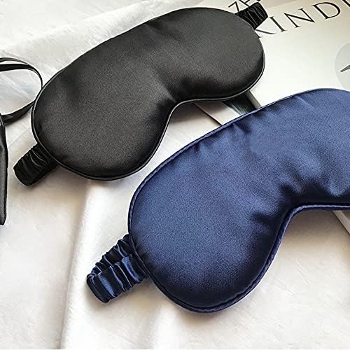 Navy Sleep Eye Mask, Blackout Silk Satin Travel Blindfold Set Women - Image 6