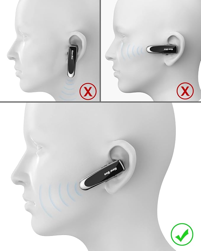 [2 Pack] Bluetooth Earpiece Wireless Handsfree Headset V5.0 24 Hrs Driving | with Microphone 60 Days Standby Bluetooth Headset for iPhone Android Driver Cell Phone Calls - Image 7