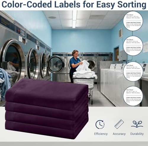 Full Flat Sheet Only, 1 Pack Top Bed Sheets, Soft Breathable Brushed Microfiber Color-Coded Label Threads, (81"x96",Dark Purple) - Image 4