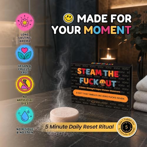 Steam the Fuck Out, Shower Steamers Aromatherapy 6 Pack, Funny Gag Gifts Men, Funny Adult Humor Present for Women, Self Care Gifts for Women, Zero Fucks Given - Image 3