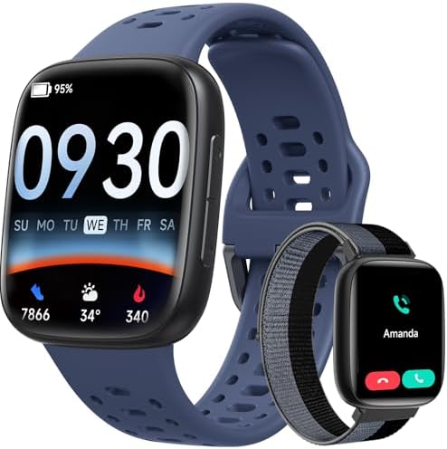 Smart Watches for Women/Men Android iPhone, [1.85" AMOLED Screen] Smartwatch Fitness Tracker 3ATM Waterproof with Bluetooth Calls, AI Control, Heart Rate/SpO2/Sleep Monitor, 7 Days Battery by Fitpolo