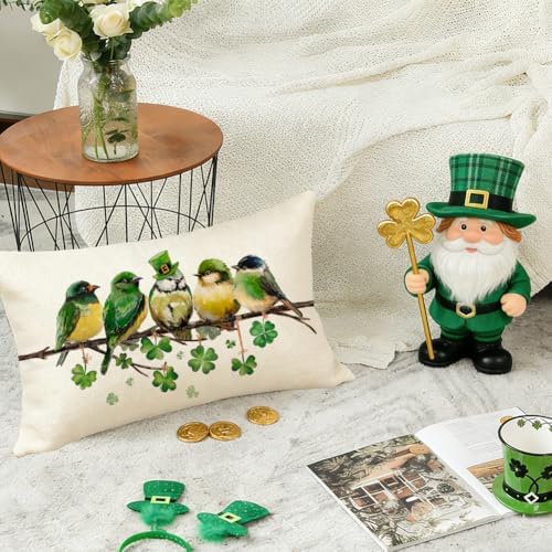 RABUSOFA St.Patricks Day Pillow Covers 12x20 Inch,Birds Shamrock St Patricks Day Decorations Holiday Spring Decorative Pillow Case Decor for Sofa Couch Green - Image 5