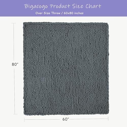 Bigacogo Chunky Knit Throw Blanket for Couch, 60x80 inches, Iron Gray - Image 2