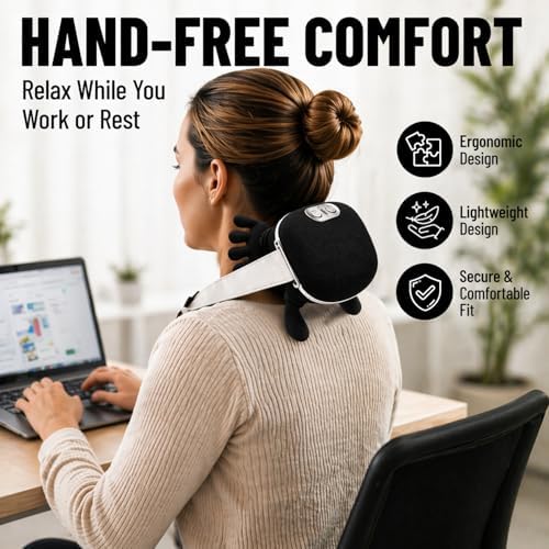 BeFit24 Deep Tissue Neck Massager with Heat, Upgraded 4D Feels Like Real Hands, Shiatsu Shoulder & Back Massager, Cordless Rechargeable for Relaxation & Comfort - Image 4