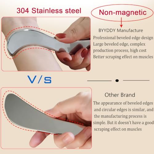 BYYDDIY-3 in 1 304-Stainless Steel GuaSha Muscle Scraper Tools Set,Scar Tissue Tool,Physical Therapy Tools,Muscle Scraping Tool,Massage Scraper,IASTM Tools,Soft Tissue Massage Tool (SD2C) - Image 2