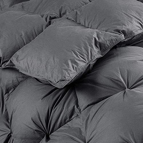 Luxurious Heavyweight Goose Down Feather Fiber Comforter, Exquisite Pinch Pleat Design, Oversize California King/Cal King 108 x 98, 100% Egyptian Cotton, 90 oz Fill Weight, Gray - Image 7
