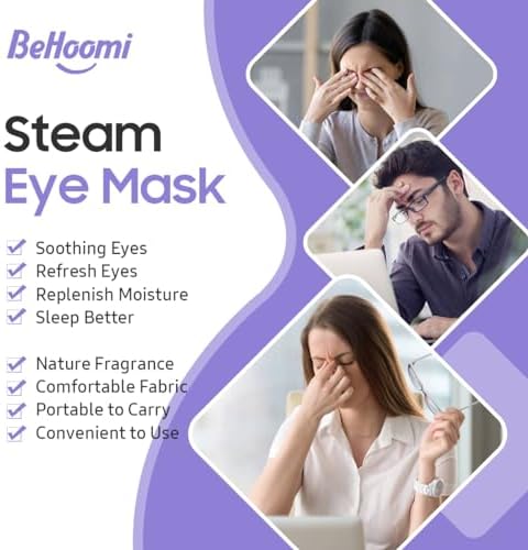 BeHoomi Steam Eye Mask, 10Packs Heated Eye Mask, Self Heating Disposable SPA Warm Compress for Eyes Sleep Mask, Travel Essentials & Relaxation Gifts for Women (Lavender Scent) - Image 3