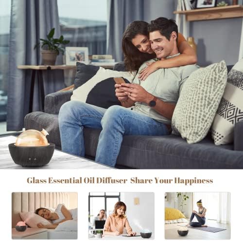 Glass Essential Oil Diffusers ，280ml Aromatherapy Diffuser for Essential Oils Large Room， BPA-Free Cool Mist Humidifier with 7 Colors Lights Auto Off for for Office, Home, Yoga, Spa - Image 2