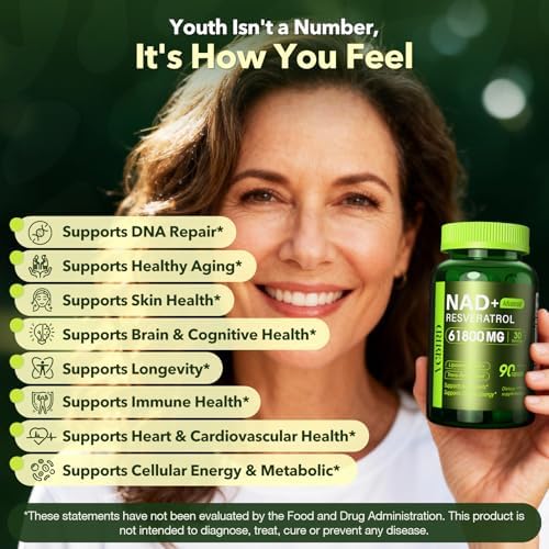Nad Resveratrol Supplement 1200mg Per Serving – Liposomal Nad+ Resveratrol for Women & Men – High Purity 1200mg Nad+ Supplement for Energy & Healthy Aging, Resveratrol, Quercetin, CoQ10 – 90 Counts - Image 7
