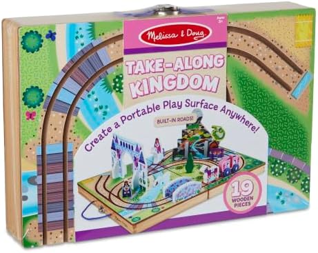 Melissa & Doug 19-Piece Wooden Take-Along Tabletop Kingdom – Carriage, Horse, Unicorn, Dragon, More - Image 3