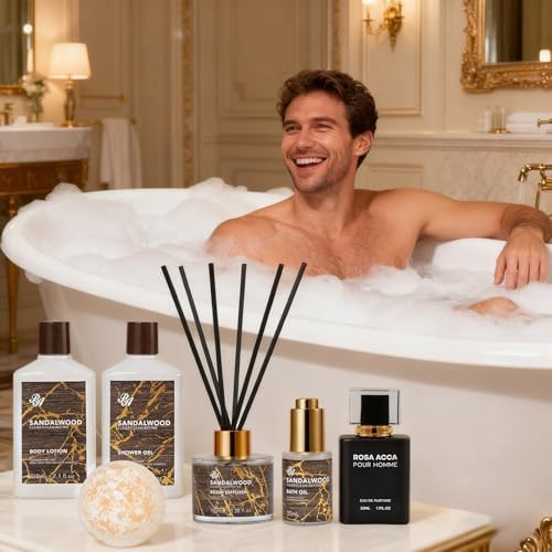 36 Pcs Gifts For Men, Sandalwood Bath & Body Gift Basket,Beard Grooming Set - Image 4