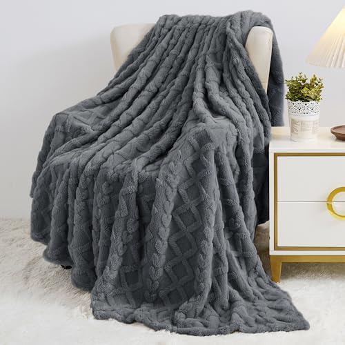 Aganear Fleece Throw Blanket for Bed Couch 90"x108" Grey - Image 3