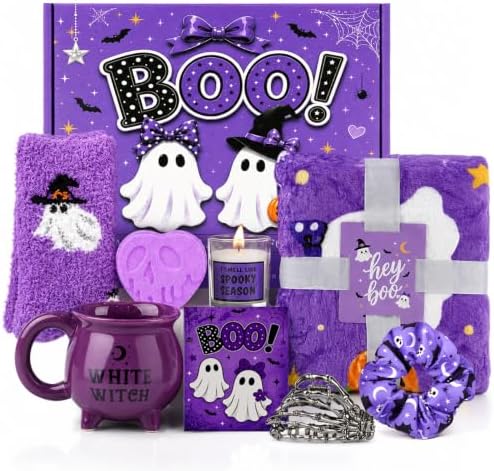 Boo Basket Stuffers for Women，Halloween Gifts Set for Her, Ghost Purple by ANOTION