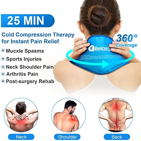 Neck Ice Pack Wrap, RelaxCoo Reusable Gel Ice Pack for Neck Shoulders, Cold Compress Therapy for Pain Relief, Injuries, Swelling, Bruises, Sprains, Inflammation and Cervical Surgery Recovery - Image 2