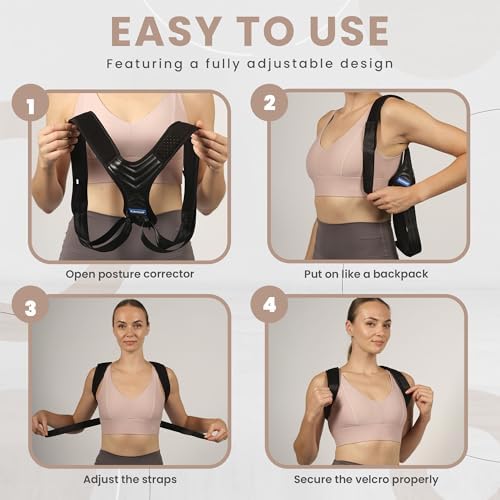 Posture Corrector Just For Women - Adjustable Back Brace - Full Spine Support & Alignment Pain Relieves Neck, Shoulder, Clavicle & Lumbar Pain Breathable & Comfortable - Sizes Medium & Large Perfect for Office. - Image 5