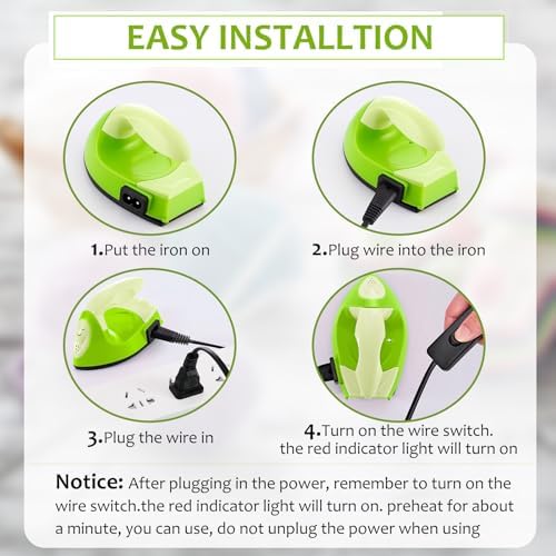 Honoson Mini Craft Iron with Charging Base Tiny,Green Series - Image 3