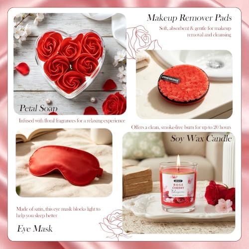 Gift for Women, 21pcs Rose & Cherry Blossom Spa Gift Baskets for Women - Image 6