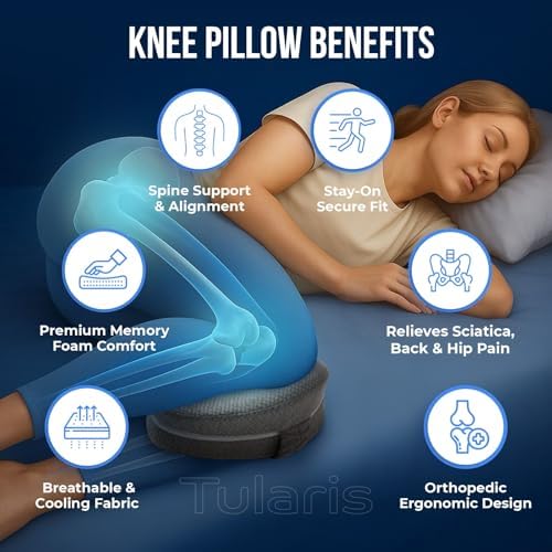Memory Foam Knee Pillow for Side Sleepers Hip Pain with Adjustable Strap - Between Leg Pillow for Side Sleeping - Sciatica Pain Relief Support for Back, Knees, Joints, and Spine Alignment Cushion - Image 3
