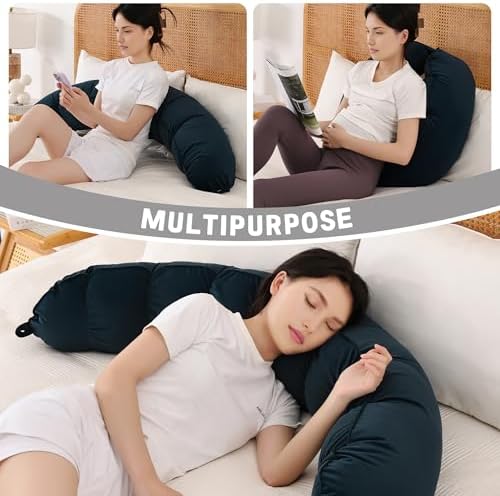 Peallow(Pat. Pend) – Long Round Body Pillow for Adults, Bolster Pillow for Sleeping, Soft and Supportive Pillow for Sleeping & Lumbar Support (Teal Blue,59") - Image 6