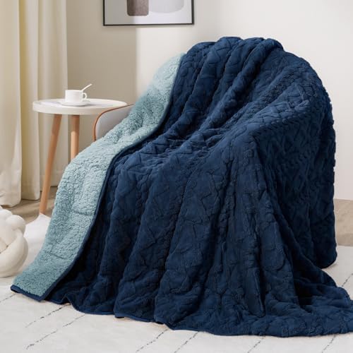Drewin Weighted Blanket Queen Size 15lbs for Adults,Dark Navy,60" x 80" by Home