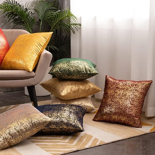 Deeprove Throw Pillow Cover Both Sides Sparkle Gold Foil Print, Soft Velvet Hidden Zipper Closure Accent Pillow Cushion Case for Bedroom, Living Room, Sofa, Square 20 x 20 Inches 1 Pack, Dark Green - Image 5