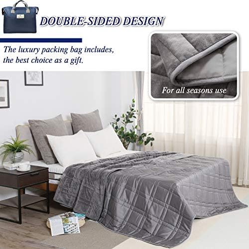 King Size Weighted Blanket 40lb(88 inch x104 inch , Double-Sided), Warm Short Plush and Cool Tencel Fabric Reversible Weighted Blanket for All Season Use, King Size for Couple - Carry Bag Included - Image 6