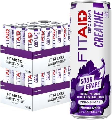 FITAID Creatine Recovery Drink, Electrolytes, Zero Sugar, Sour Grape, 24pk by LIFEAID