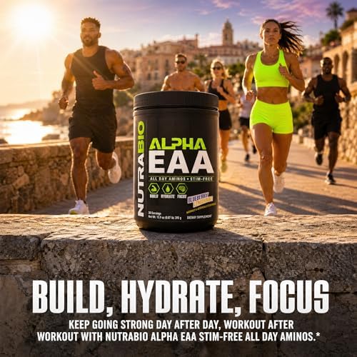 NutraBio Alpha EAA - All-Day Amino Acids for Muscle Growth and Hydration - Essential Amino Acids with Nootropics & Adaptogens- Full Spectrum EAA BCAA Powder - 30 Servings - Blueberry Lemonade - Image 6