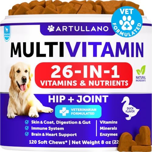 Dog Vitamins - 120 Treats - Dog Multivitamin Supplement - 26 in 1 Nutrients by ARTULLANO