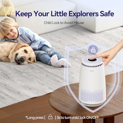 Air Purifiers for Home Bedroom, 3-in-1 HEPA Filter for Pets Dander Dust Pollen Smoke Odors, Quiet Air Cleaner with Sleep Mode, 12H Timer, Night Light, Aromatherapy, Safety Lock, White - Image 6