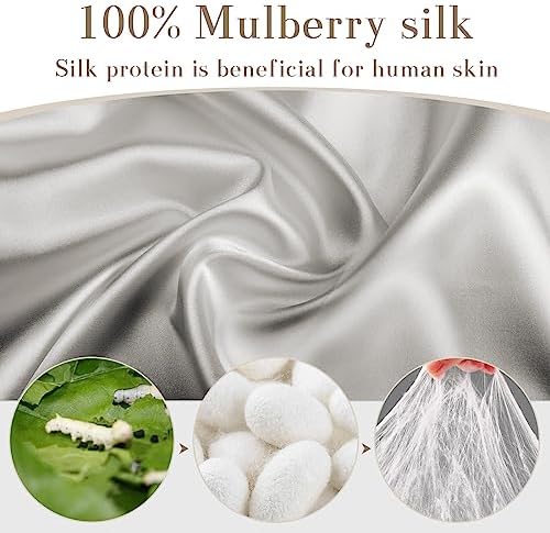 SECZIPE 100% Mulberry Silk Sleep Mask Eye Mask for Women Man with Adjustable Band, for Side Sleeper Blackout Sleep Mask for Travel Rest and Office (Gray) - Image 3