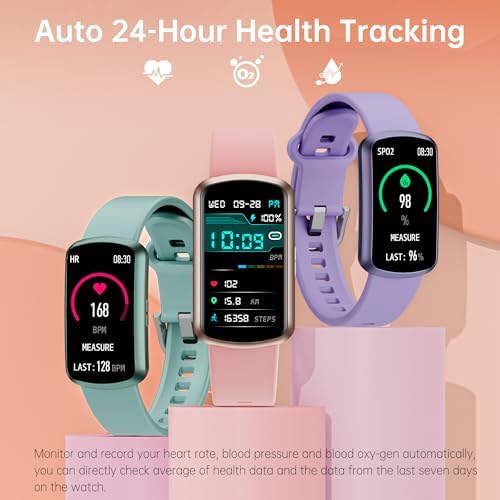 Health Fitness Tracker with 24/7 Heart Rate, Smart Watch with Blood Pressure and Blood Oxy-gen Monitor, Bulit-in 120+ Sport Mode, Sleep Tracking Waterproof Activity Tracker for Women Men - Image 2