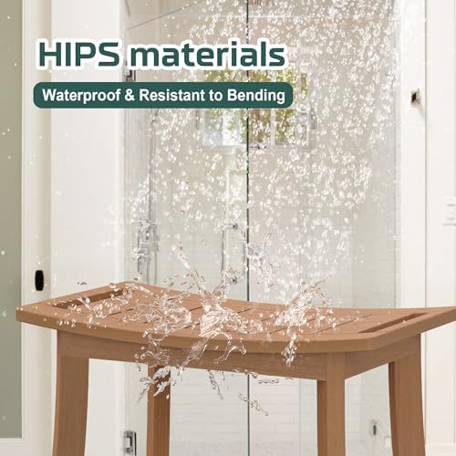 Waterproof HIPS Shower Bench for Inside Shower, Shower Stool, Brown - Image 4