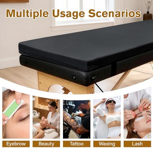 Massage Bed Topper 73x29x2 Inch Lash Bed Foam Topper with Removable Cover and Elastic Bands Non-Slip Massage Table Pad for Spa Lash Extensions Salon, Black - Image 7