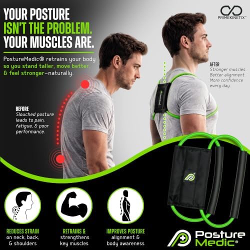 PostureMedic Original Strength Dynamic Posture Corrector for Men & Women – Active Resistance Training System for Back, Neck & Shoulder Pain Relief – Strengthen Muscles & Improve Alignment - Medium (Green) - Image 2
