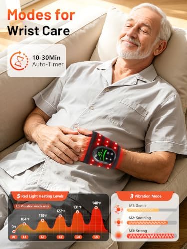 Cordless Red Light Therapy for Wrist Pain with Heat & Massage, 660nm& 850nm - Image 3