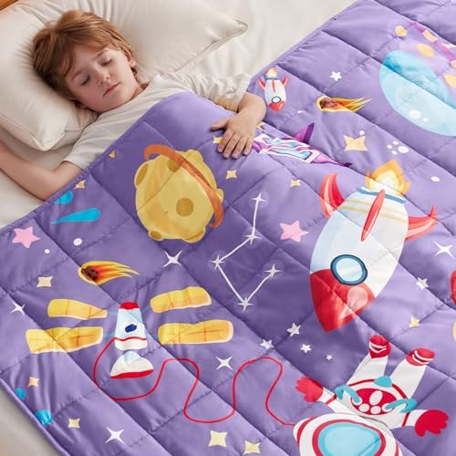 anfie Weighted Blanket(36"x48" 5lbs) Weighted Blanket Cooling Blanket for Resting,Throw Size Breathable Blanket with Premium Glass Bead(Purple Aerospace) by anfie