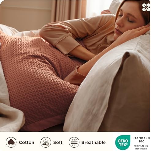 Bedsure PureWoven 3 Pieces 100% Cotton Waffle Weave Duvet Cover Set, Queen - Image 3