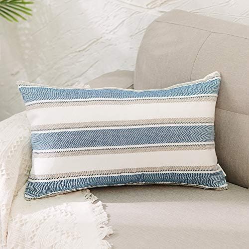 Stripe Pillow Case Soft Linen Rectangle Decorative Throw Cushion Cover Pillowcase with Invisible Zipper for Bed 12" x 20 " by NATUS+WEAVER