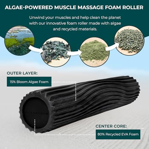 Oceanfoam Soft Tidal Roller (Black & Charcoal Marbled) - Low Density Foam Roller for Physical Therapy, Back Pain, Exercise & Stretching - Wave Textured - Yoga & Wellness - Full Size, 20" x 5" - Image 5