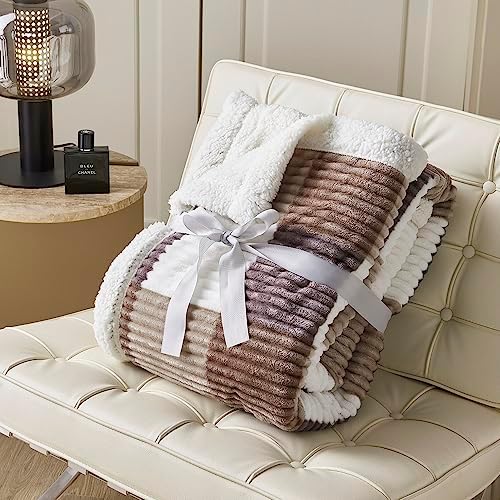 Gracelife Sherpa Fleece Throw Blanket for Couch, Fluffy Plush Warm Fuzzy Blanket for Women and Men, Cozy Thick Soft Twin Blanket for Bed, Beige, 60x80 Inches - Image 6