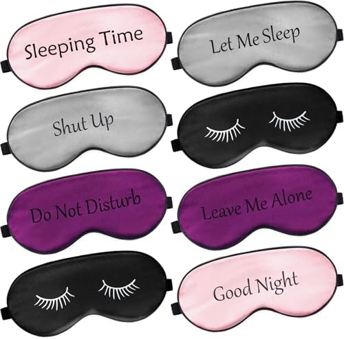 Geyoga 8 Pack Silk Funny Sleep Masks for Women Sleep, Classic Colors by Geyoga
