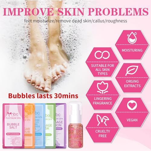 Pedicure Foot Soak Set - Upgraded 6 in 1 Foot Spa, Foot Bath Spa, Pedicure Kit, Foot Soak for Tired & Dry Cracked Feet, Athletes Feet, Bad Odor, Softens Calluses (Rose) - Image 2