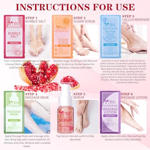 Pedicure Foot Soak Set - Upgraded 6 in 1 Foot Spa, Foot Bath Spa, Pedicure Kit, Foot Soak for Tired & Dry Cracked Feet, Athletes Feet and Calluses (Pomegranate) - Image 5