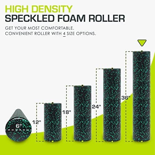 ProsourceFit High Density Foam Rollers 36 - inches long, Firm Full Body Athletic Massage Tool for Back Stretching, Yoga, Pilates, Post Workout Muscle Recuperation, Black/Green - Image 2
