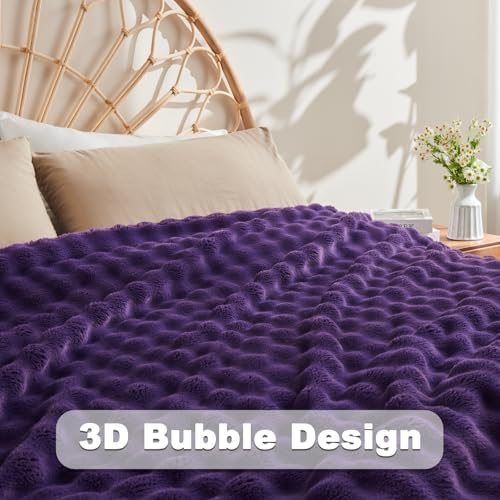 NEWCOSPLAY 3D Bubble Flannel Throw Blanket for Couch Purple, 60"×80" - Image 5