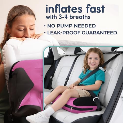 UberBoost Inflatable Booster Seat for Car, Travel Booster Seat, Pink/Black - Image 4