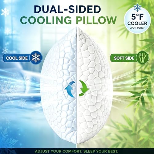 SUPA MODERN Cooling Pillow Standard Size Set of 2, CertiPUR-US Shredded Memory Foam Pillows, Cool Bed Pillows for Hot Sleepers, Adjustable Firm Pillow for Side,Back,Stomach Sleepers, Better Sleep - Image 2