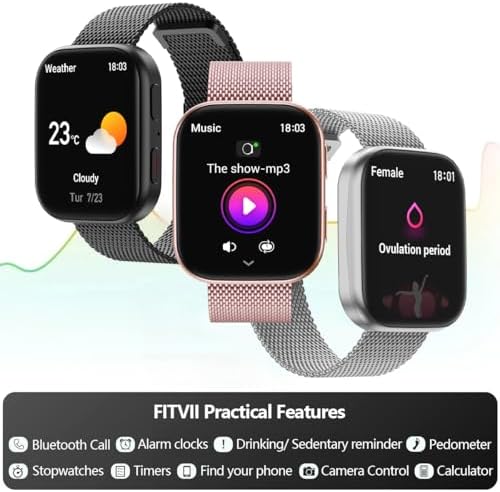 FITVII Health & Fitness Tracker (Answer/Make Calls), Smart Watch with 24/7 Heart Rate and Blood Pressure, Sleep Tracking, Blood Oxygen Monitor, 120+ Sport Modes Activity Tracker for Women Men - Image 5