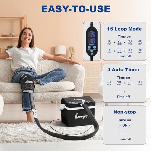 Longice Universal Ice Therapy Unit,Cold Therapy Unit with Programmable Timer,Cold Therapy System,Ice Therapy Machine for Shoulder,Knee,Foot (Black) - Image 3